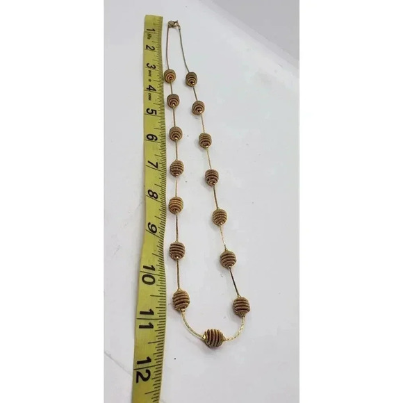 Vintage Trifari Gold Wired Ball Necklace Long Chain Signed 1980s - Picture 8 of 8